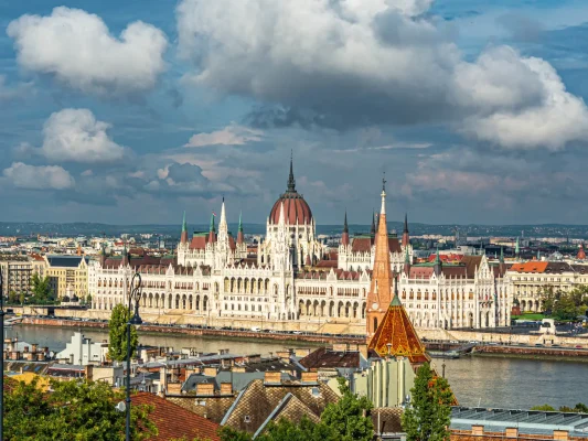 aerial-shot-hungarian-parliament-building-budapest-hungary-cloudy-sky
